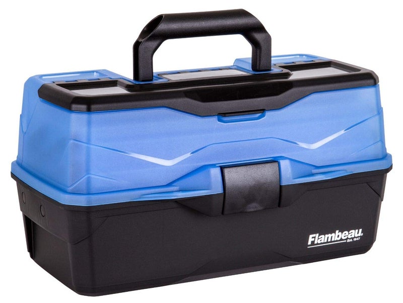 Flambeau Outdoors 6383FB 3-Tray Tackle Box - Classic Fishing Lure Storage Organizer, Large Portable Tackle Box, 32 Tray Compartments, Frost Blue/Black - Image 1